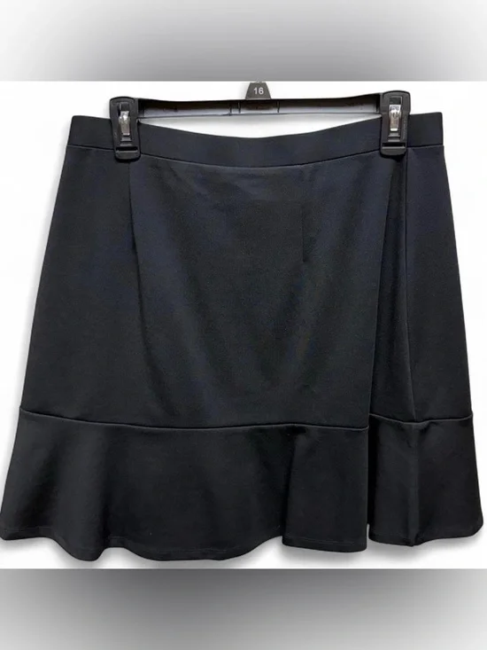 LOFT Black Ruffle-Hem Skater Skirt - Picture 2 of 5